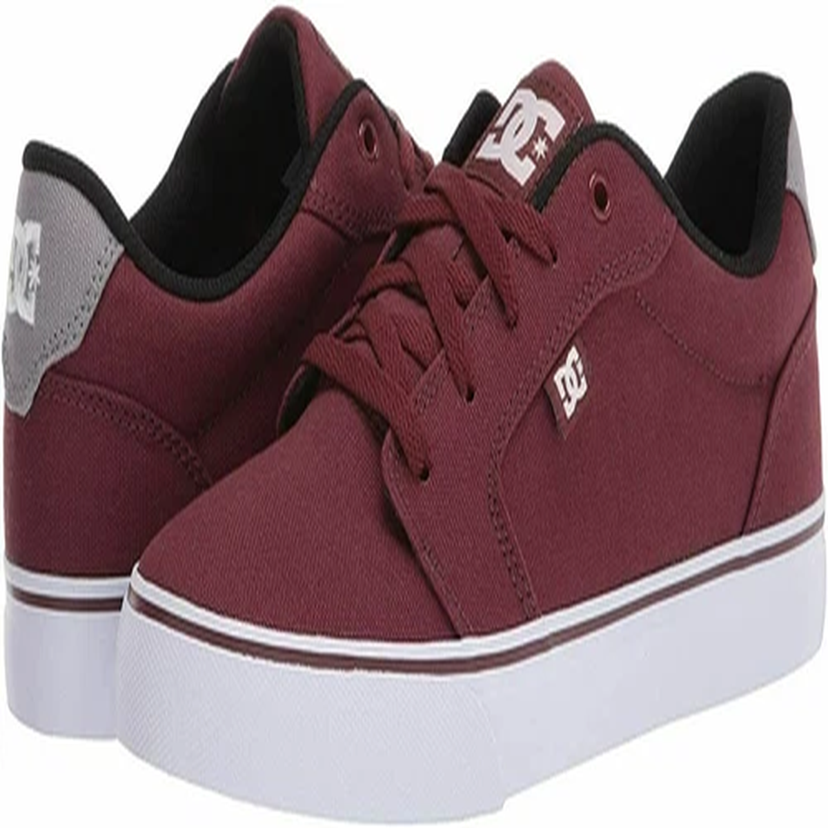 DC ANVIL CANVAS SKATE TRAINERS ATHLETIC SPORTS MEN SHOES MAROON/GREY SIZE 7 NEW