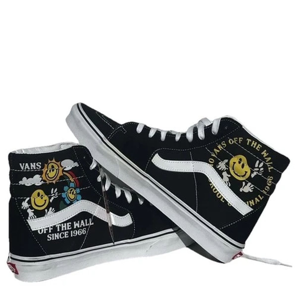 Vans Sk8-Hi "Better Day" Men's 11.5 Black/White Smiley Skate Shoes - New