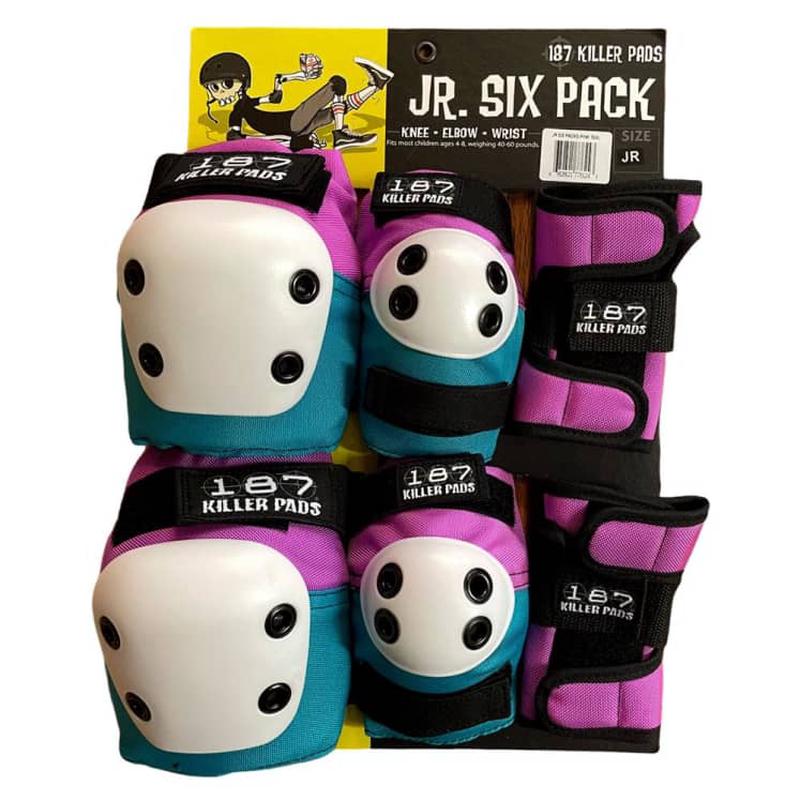 187 Killer Pads Junior Six Pack - Pink/Teal
