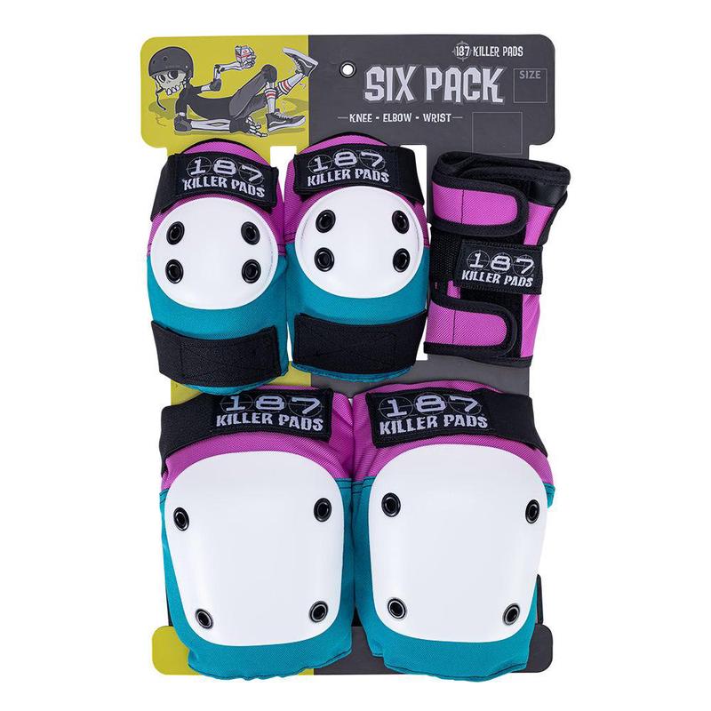 187 Killer Pads Adult Six Pack - Pink/Teal
