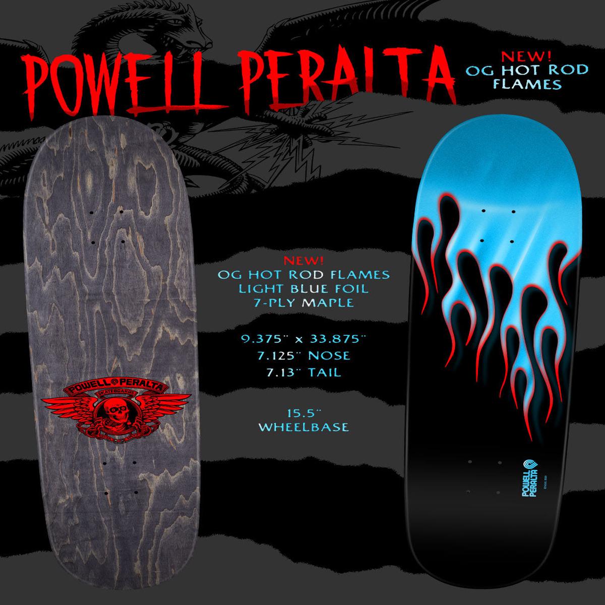 *Pre-Order* Powell Peralta Hot Rod Flames Light Blue 9.3" Foil Skateboard Deck